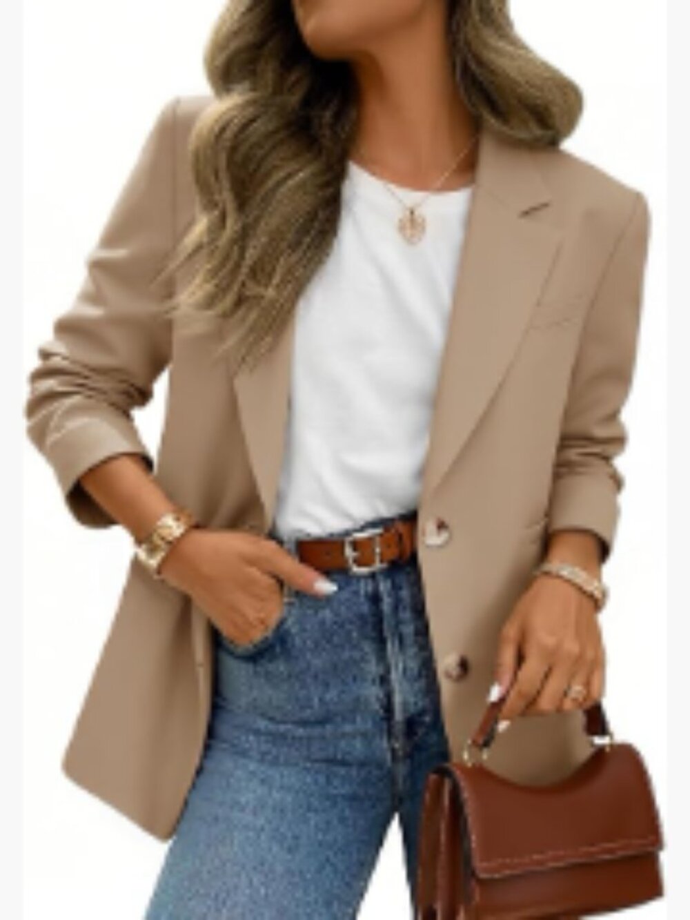 Polyester Blend Lightweight Blazer Long Sleeve Button Down Lapel Collar